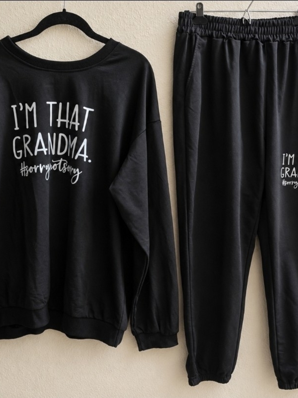 Women's Black 'I'm That Grandma' Graphic Sweatshirt & Jogger Sets